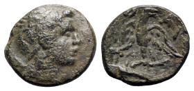 Kings of Macedon. Philip V (221-179 BC). Æ (21mm, 7.89g, 7h). Uncertain Macedonian mint, c. 183-180. Helmeted head of the hero Perseus r., harpa over ...