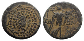 Pontos, Kabeira, c. 120-100 BC. Æ (21.5mm, 6.91, 12h). Three-quarter facing head of gorgoneion, head turned slightly r., on an aegis. R/ Nike walking ...