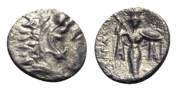 Mysia, Pergamon, c. 310-282 BC. AR Diobol (11mm, 1.11g, 1h). Head of Herakles r....