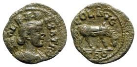Troas, Alexandria. Pseudo-autonomous issue, c. mid 3rd century AD. Æ (22mm, 3.58g, 6h). Turreted and draped bust of Tyche r., with vexillum over shoul...