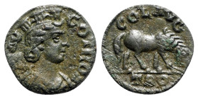 Troas, Alexandria. Pseudo-autonomous issue, c. mid 3rd century AD. Æ (20mm, 4.45g, 12h). Turreted and draped bust of Tyche r., with vexillum over shou...