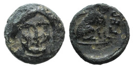 Troas, Gergis, 4th century BC. Æ (8mm, 0.69g, 3h). Laureate head of Sibyl Herophile facing slightly r. R/ Sphinx seated r. SNG Ashmolean 1142–5; SNG C...
