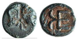 Troas, Kebren, c. 420-412 BC. Æ (9mm, 1.11g, 9h). Confronted ram’s heads. R/ KE monogram. SNG München 283; SNG Copenhagen 260. Green patina, about VF...
