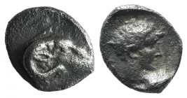 Troas, Kebren, c. 387-310 BC. AR Obol (7mm, 0.46g, 1h). Ram’s head r. R/ Youthful male head r. SNG von Aulock 7621; Klein 313. VF