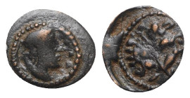 Seleukis and Pieria, Antioch(?). Imperial time. Æ (12mm, 0.66g, 12h). Head of Apollo(?) r. R/ Laurel branch. Near VF