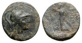 Seleukis and Pieria, Apameia on the Axios, 1st century BC. Æ (20mm, 7.45g, 12h), year 276 (37/6 BC). Helmeted bust of Athena r. R/ Nike standing l., h...