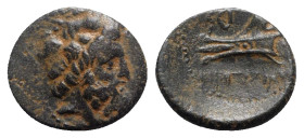 Phoenicia, Arados, c. 137-51 BC. Æ (15mm, 3.31g, 12h). Laureate head of Zeus r. R/ Prow l. SNG Copenhagen 36-44; HGC 10, 88. Good VF