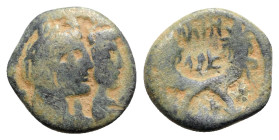 Nabataea, Aretas IV and Shaqilat (9 BC-AD 40). Æ (18mm, 3.82g, 11h). Petra, 20-40. Jugate, draped busts of Aretas and Shaqilat r. R/ Crossed cornucopi...