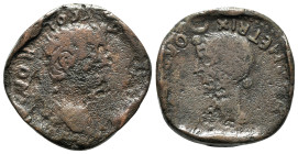 Divus Augustus with Julia Augusta (Livia). Spain, Colonia Romula. Æ (31mm, 21.42g, 1h). Radiate head of Augustus r.; star above, thunderbolt before. R...