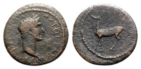 Trajan (98-117). Ionia, Ephesus. Æ (19mm, 2.66g, 12h). Laureate head r. R/ Stag standing l. RPC III 2051. VF