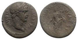 Trajan (98-117). Lydia, Thyateira. Æ (18.5mm, 3.86g, 12h). Laureate head r. R/ Tyche standing facing, head l., holding rudder in r. hand, cornucopia i...