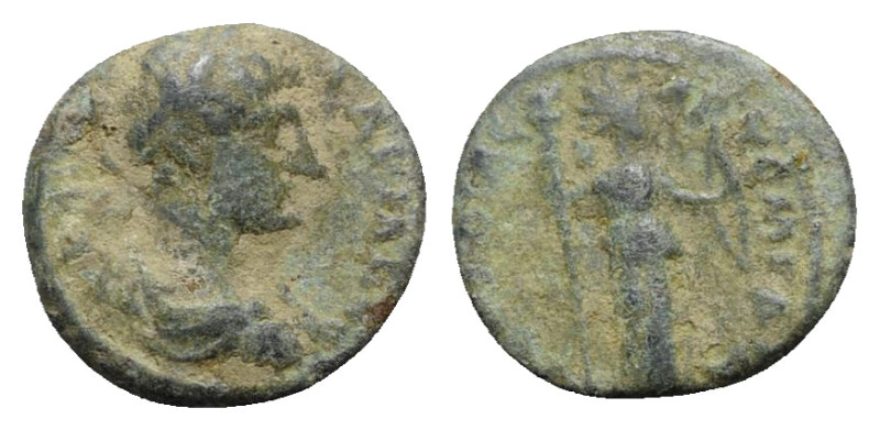 Hadrian (117-138). Pamphylia, Perge. Æ (13mm, 2.56g, 6h). Laureate, draped and c...