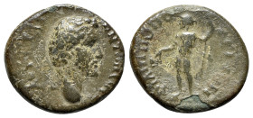 Antoninus Pius (138-161). Thrace, Philippopolis. Æ (20mm, 3.99g, 6h). Bare head r. R/ Dionysus standing l., holding cantharus and thyrsus. RPC IV.1 on...