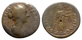 Faustina Junior (Augusta, 147-175). Thrace, Pautalia. Æ (21mm, 6.46g, 6h). Draped bust r. R/ Hygieia standing r., feeding serpent from patera. RPC IV....