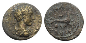 Commodus (177-192). Cilicia, Anazarbus. Æ (16mm, 3.90g, 12h). Laureate, draped and cuirassed bust r. R/ Capricorn r. RPC IV.3 online 3650 (temporary)....