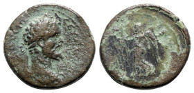 Septimius Severus (193-211). Macedon, Thessalonica. Æ (27mm, 12.67g, 12h). Laureate head r. R/ Nike advancing l., holding wreath and palm. SNG ANS 855...