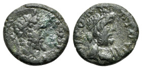 Septimius Severus (193-211). Moesia Inferior, Nicopolis ad Istrum. Æ (15mm, 2.49g, 6h). Laureate head r. R/ Bust of Serapis r. Cf. Varbanov 2231. Gree...