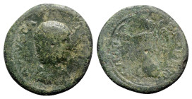 Julia Domna (Augusta, 193-217). Macedon, Stobi. Æ Diassarion (25mm, 7.10g, 6h). Draped bust r. R/ Nike standing l., holding wreath and palm frond. Var...