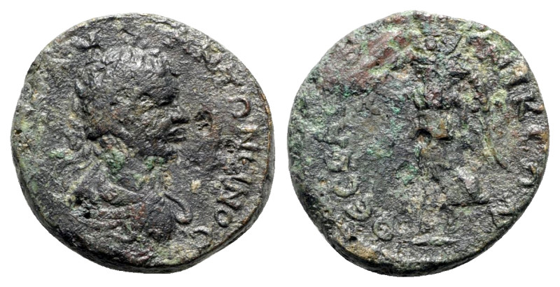 Caracalla (198-217). Macedon, Thessalonica. Æ (25mm, 12.09g, 6h). Laureate, drap...