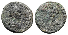 Caracalla (198-217). Macedon, Thessalonica. Æ (25mm, 12.09g, 6h). Laureate, draped and cuirassed bust r. R/ Nike advancing l., holding wreath and palm...