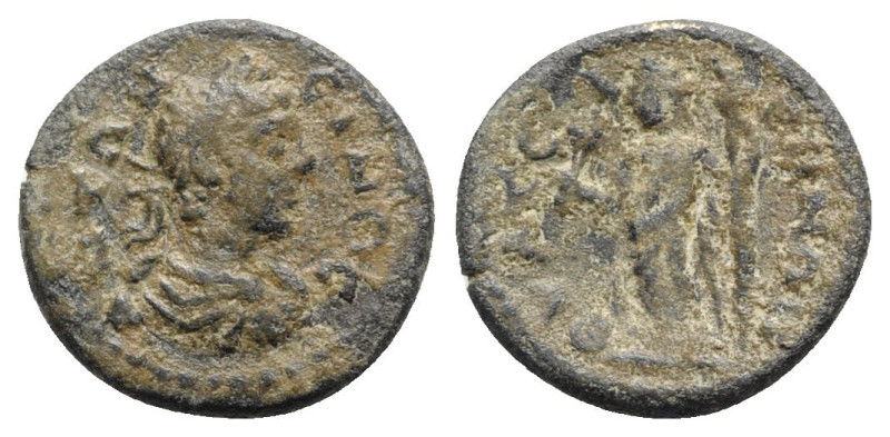 Caracalla (198-217). Lydia, Thyateira. Æ (20mm, 3.75g, 6h). Laureate, draped and...