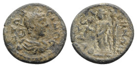 Caracalla (198-217). Lydia, Thyateira. Æ (20mm, 3.75g, 6h). Laureate, draped and cuirassed bust r. R/ Demeter standing l., holding corn-ears, poppy an...