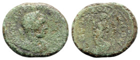 Macrinus (217-218). Macedon, Thessalonica. Æ (28mm, 11.28g, 6h). Laureate and cuirassed bust r. R/ Nike alighting l., holding Kabeiros and palm frond....