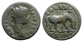 Elagabalus (218-222). Troas, Alexandria. Æ (22mm, 7.26g, 6h). Laureate, draped and cuirassed bust r. R/ Horse grazing r. Cf. RPC VI online 3962. VF