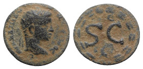 Elagabalus (218-222). Seleucis and Pieria, Antioch. Æ (19mm, 4.20g, 5h). Laureate head r. R/ S • C, Δ Є above, eagle below; all within laurel wreath. ...