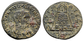 Philip I (244-249). Commagene, Zeugma. Æ (28mm, 12.95g, 12h). Laureate, draped and cuirassed bust r. R/ Tetrastyle temple atop hill, with structures a...