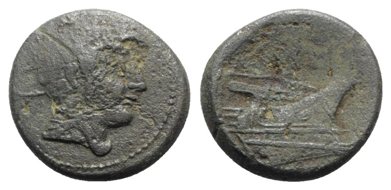 Anonymous, Rome, 217-215 BC. Æ Semuncia (20mm, 5.40g, 12h). Head of Mercury r., ...