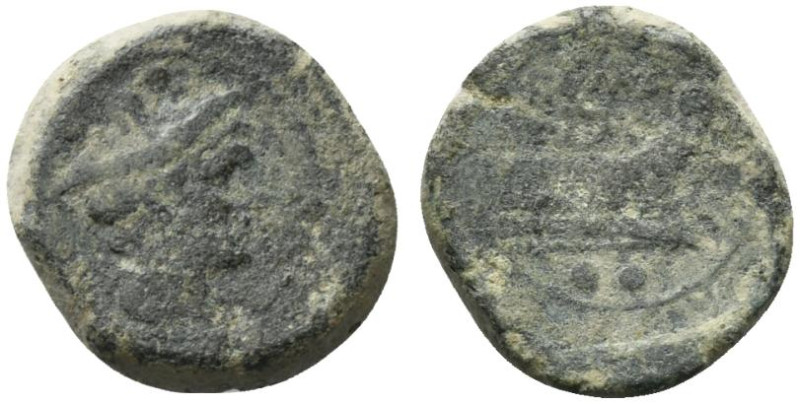 Anonymous, Rome, after 211 BC. Æ Sextans (22mm, 9.01g, 7h). Head of Mercury r. w...