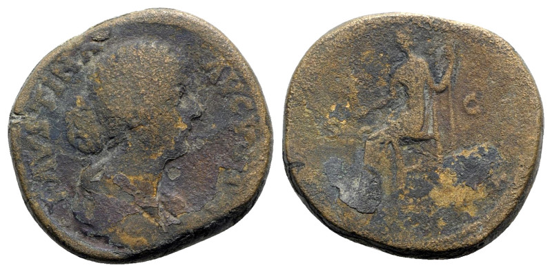 Faustina Junior (Augusta, 161-180). Æ Sestertius (31.5mm, 28.94g, 6h). Rome. Dra...