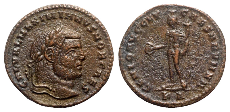 Galerius (Caesar, 293-305). Æ Follis (26mm, 9.54g, 6h). Cyzicus, 295-6. Laureate...