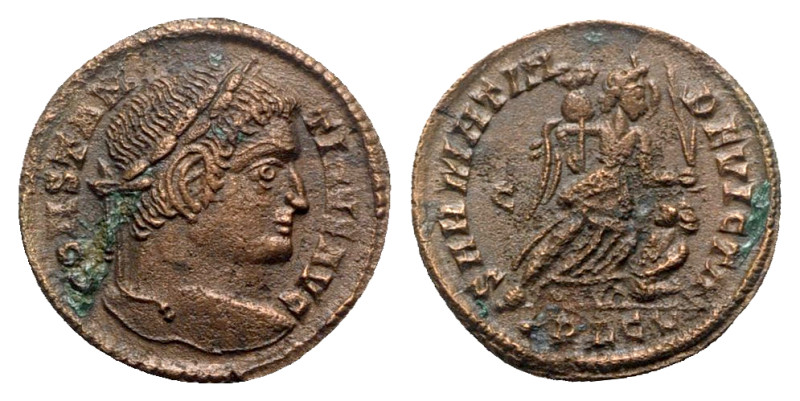 Constantine I (307/310-337). Æ Follis (18mm, 2.78g, 12h). Lugdunum, 323-4. Laure...