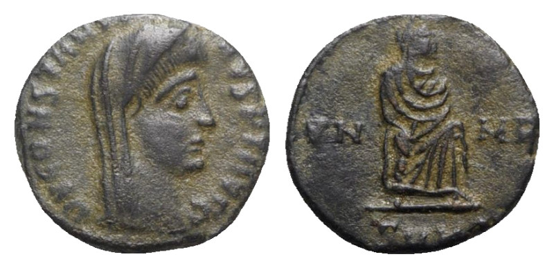 Divus Constantine I (died 337). Æ Follis (14mm, 2.25g, 6h). Cyzicus, 347-8. Veil...