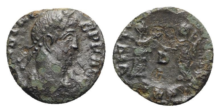 Constans (337-350). Æ (14mm, 1.11g, 6h). Treveri, 347-8. Diademed, draped and cu...