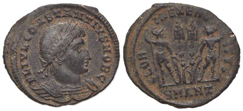 Constantius II (Caesar, 324-337). Æ (19mm, 1.85g, 11h). Antioch, 330-5. Laureate...