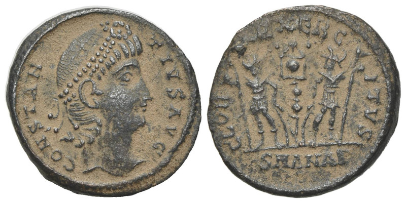 Constantius II (337-361). Æ (15.5mm, 1.55g, 6h). Antioch, 337-347. Diademed head...