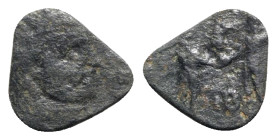 Barbarous Radiates, imitating late Roman Æ (13mm, 0.93g, 12h). Radiate head r. R/ Jupiter standing l., holding victory, facing emperor standing r.; B ...