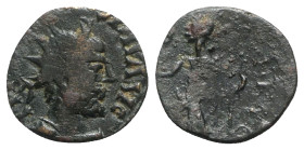 Barbarous Radiate, imitating Tetricus I (11mm, 0.84g, 6h). Radiate head r. R/ Female figure (Pax?) standing l., holding [branch?] and sceptre. Near VF