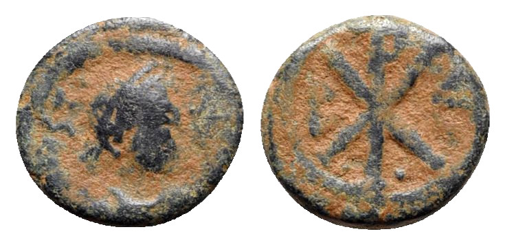 Justin I (518-527). Æ 5 Nummi (12mm, 2.05g, 6h). Constantinople. Diademed, drape...