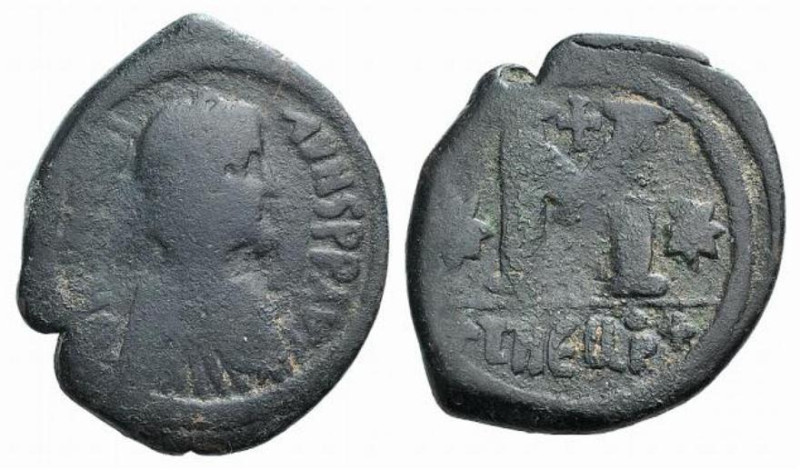 Justinian I (527-565). Æ 40 Nummi (34mm, 13.35g, 5h). Theoupolis (Antioch), 533-...