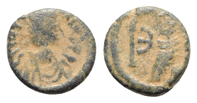 Justinian I (527-565). Æ 5 Nummi (13mm, 1.94g, 9h). Theoupolis (Antioch). Laurea...