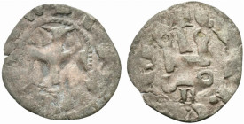 Principality of Achaea. Uncertain. BI Denier (19mm, 0.66g). Cross pattée. R/ Château tournois. Good Fine