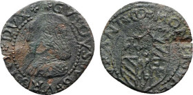 Italy, Casteldurante. Guidobaldo II di Montefeltro (1482-1508). BI Quattrino (19mm, 1.22g, 1h). Bust l. R/ Arms. Cavicchi 16. Flan bent, otherwise nea...