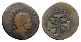 Italy, Napoli. Filippo IV (1621-1665). Æ 3 Cavalli 1625(?) (19mm, 2.08g, 6h). Crowned head r.; B behind. R/ Cross with flames. P.R. 113a. Good Fine - ...