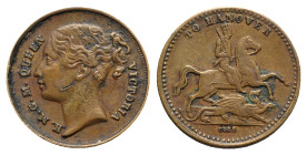 Great Britain, Victoria (1837-1901). Hanover. Æ Token 1830 (22mm, 3.92g, 12h). VF