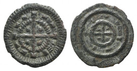 Hungary, Bela II (1131-1141). BI Denar (11mm, 0.33g). Cross with circle; pellet in each quarter. R/ Cross within circle; pellet in each quarter. Unger...