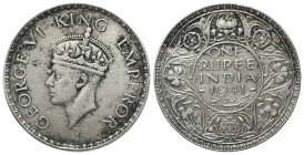 India, George VI (1936-1952). AR 1 Rupee 1941 (30mm, 11.60g, 12h). KM 556. Good VF